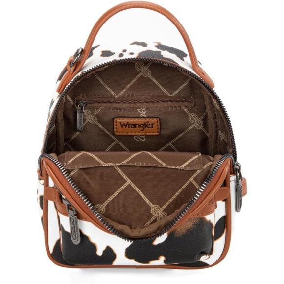 Wrangler Mini Backpack Cute Cow Print Backpack Purse for Girls and Women, Brown main image 7